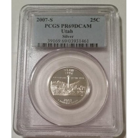 2007 S Silver Utah State Quarter Proof PR69 DCAM PCGS Blue Label - Picture 1 of 2